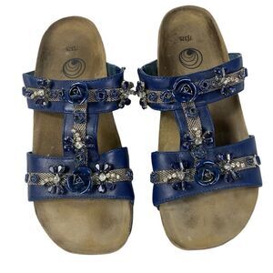 Euro Wellness 7/37.5 sandals Blue leather embellished with dragon flies …
